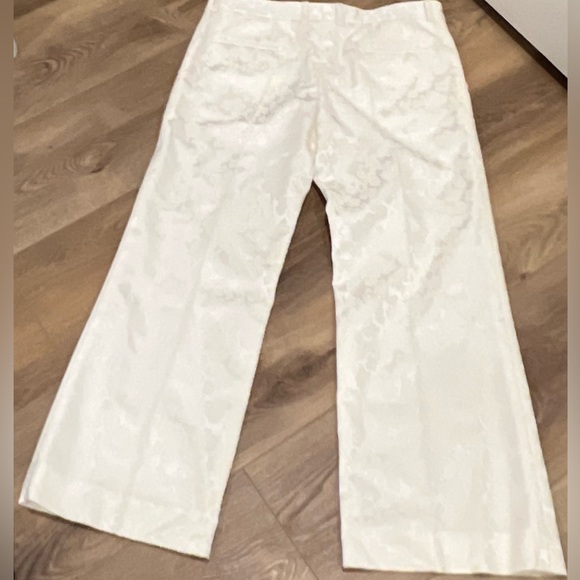 CELINE WHITE ON WHITE CREAM FLORAL TROUSERS SIZE 40 womens 8 - Picture 8 of 11